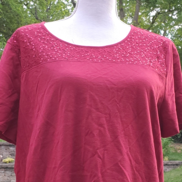 Jaclyn Smith maroon lace top XL - Picture 2 of 8